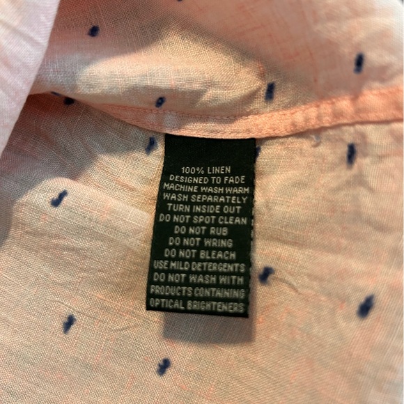 Rodd & Gunn Men’s Pink with Navy Dots Linen Button Down Shirt Size Medium - Picture 6 of 6